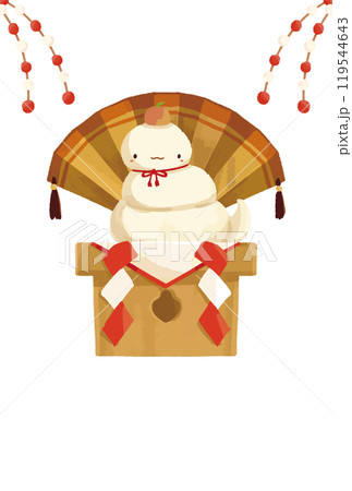 ヘビの鏡餅の2025年向けの年賀状素材 119544643