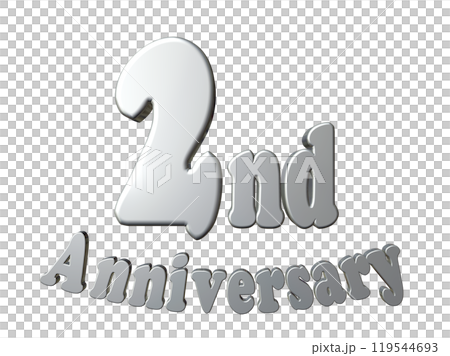 3DCG文字「2nd Anniversary/2周年」シルバー,銀 3DCG文字「2nd Anniversary/2周年」シルバー,銀 119544693