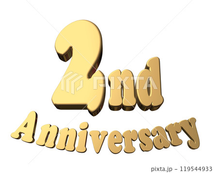 3DCG文字「2nd Anniversary/2周年」ゴールド,金 119544933