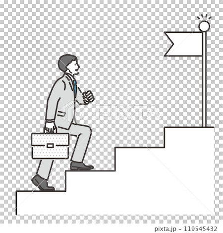 ステップアップするビジネスマンとビジネスのイラスト　ベクター素材 119545432