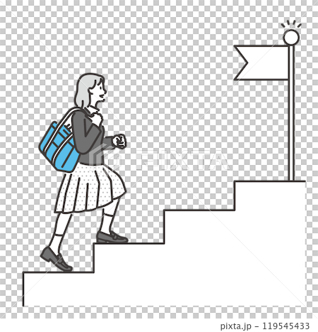 ステップアップする女子高校生のイラスト　ベクター素材 119545433