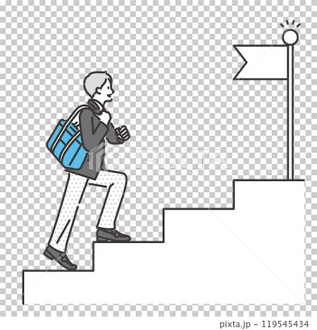 ステップアップする男子高校生のイラスト　ベクター素材 119545434