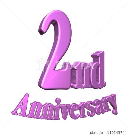 3DCG文字「2nd Anniversary/2周年」パープル,紫,ピンク 3DCG文字「2nd Anniversary/2周年」パープル,紫,ピンク 119545744