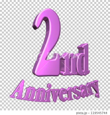 3DCG文字「2nd Anniversary/2周年」パープル,紫,ピンク 3DCG文字「2nd Anniversary/2周年」パープル,紫,ピンク 119545744