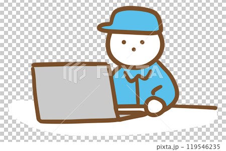 穿著工作服使用電腦的男士 119546235