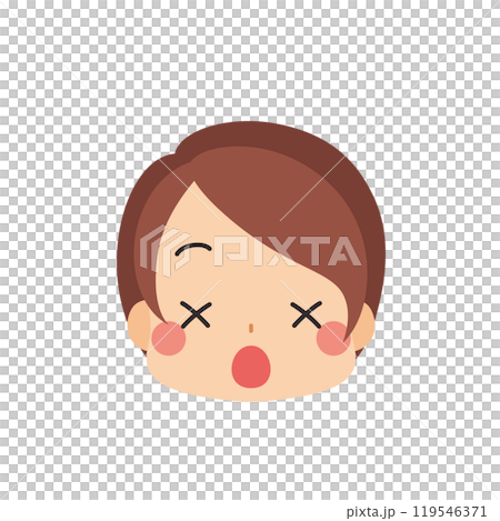 Emoji illustration of a cute little girl with dizzy eyes and crosses Icon Face Expression White background Vector 119546371