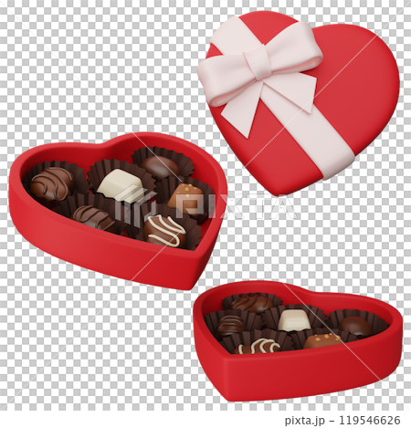 chocolate in heart shaped box 3D graphic 119546626