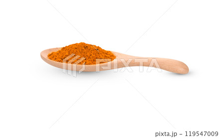 turmeric powder on white background 119547009