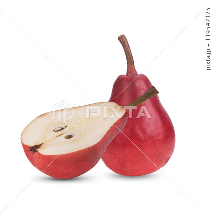 Red pear fruit on white background 119547125