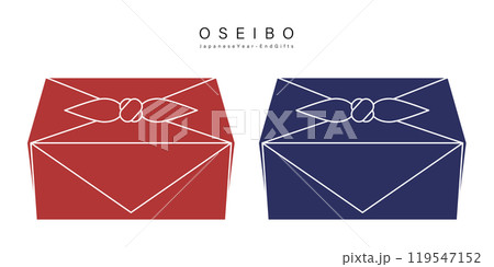 シンプルなお歳暮ギフトのイラスト素材 風呂敷包み ベクター 白背景 119547152