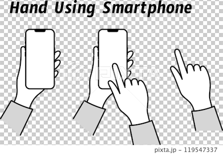 一個人拿著智慧型手機舉起食指的插畫素材 119547337