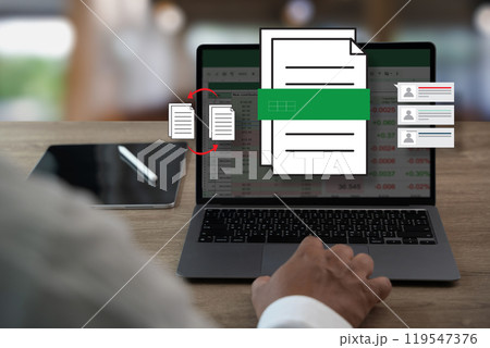 businessman working with data and graphs in spreadsheet documents for online analysis Microsoft Excel project dashboard accounting digital 119547376