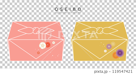 簡單的年終禮物插畫素材向量包袱皮包日本花白色背景 簡單的年終禮物插畫素材向量包袱皮包日本花白色背景 119547421