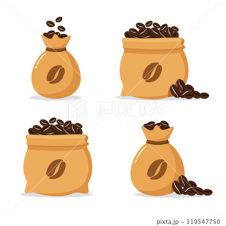 Fresh Coffee Beans in Sack vector Illustration	 119547750