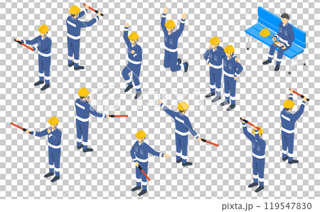 Isometric illustration: worker 5 Isometric illustration: worker 5 119547830