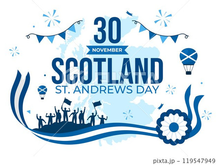Happy St Andrew's Day Vector Illustration on 30 November, featuring the Scotland Flag in a National Holiday Celebration with a Flat Style Background 119547949
