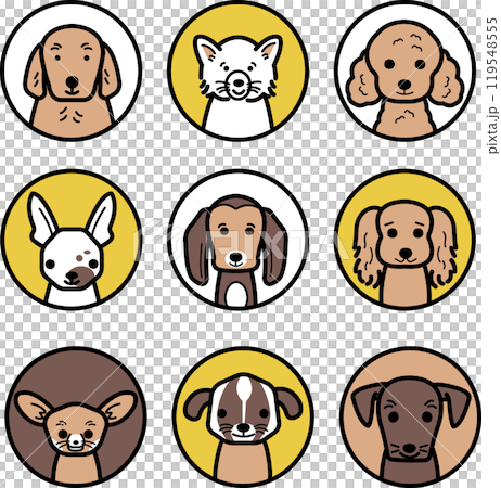 Dog illustration icon set 119548555