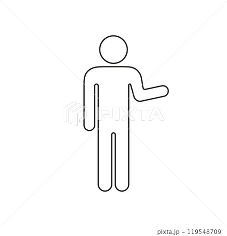 Person Icon Explaining with Hand Gesture. Man Giving Instructions Line Icon. Editable Stroke. Isolated Vector Illustration 119548709