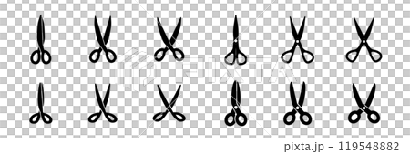 シンプルなハサミのアイコンイラストセット 119548882