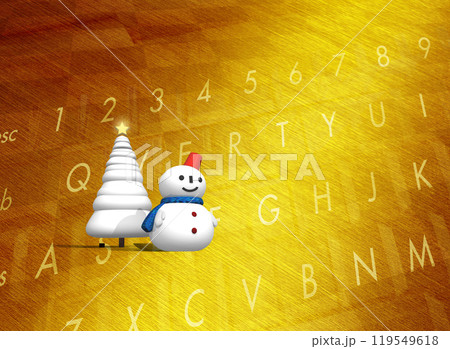 雪だるまとクリスマスツリー 119549618