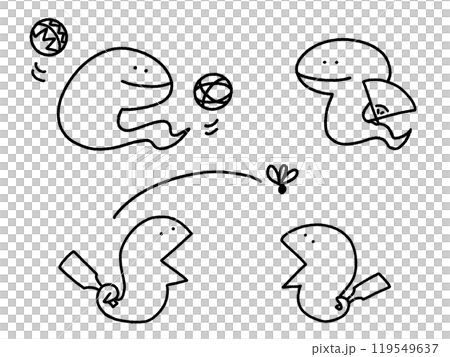 Hand-drawn cute snake and New Year illustration set Year of the snake 2025 monochrome 119549637
