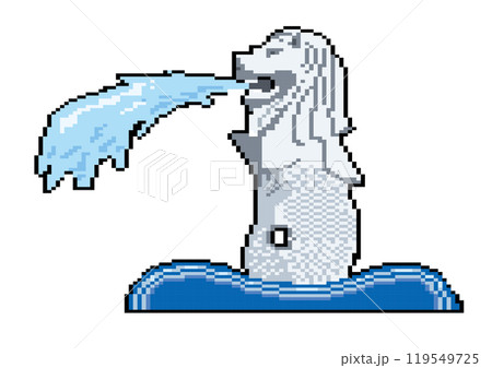 シンガポールのマーライオンのピクセルアートのイラスト　観光名所　ベクターデータ 119549725