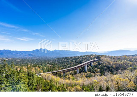 秋晴れの三国峠 松見大橋 国道273号線 北海道上士幌町 秋晴れの三国峠 松見大橋 国道273号線 北海道上士幌町 119549777