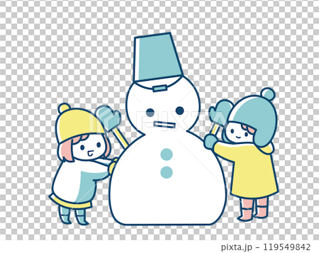 Children making snowmen 119549842