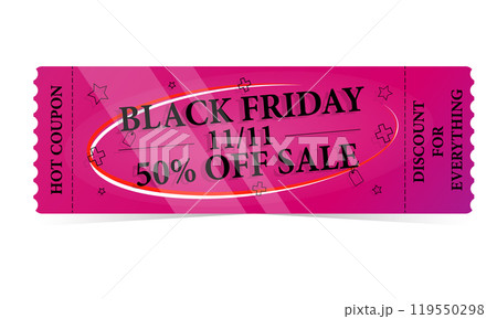 Black friday special price offers sale coupon. Vector gift voucher, gold coin. 119550298