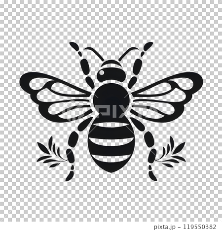 Black silhouette of a fly, wasp, bee on white background. 119550382