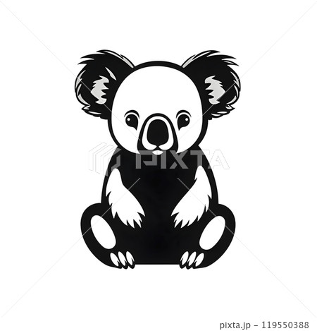 Black silhouette of a koala, panda on white background. 119550388