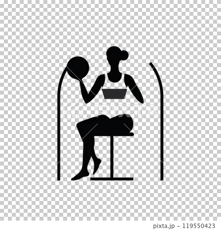 Black silhouette, tattoo of a women during sports exercises on white background. Vector. Black silhouette, tattoo of a women during sports exercises on white background. Vector. 119550423