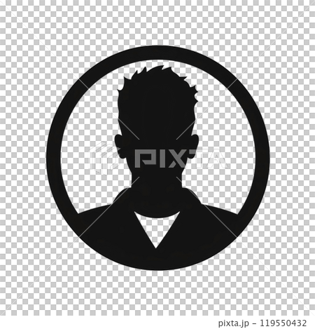 Black silhouette, tattoo of a man in a circle on white background. Vector. Black silhouette, tattoo of a man in a circle on white background. Vector. 119550432