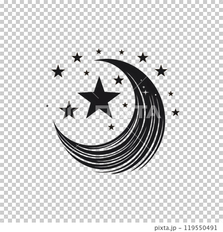 Black silhouette, tattoo of stars and wave on white background. Vector. Black silhouette, tattoo of stars and wave on white background. Vector. 119550491