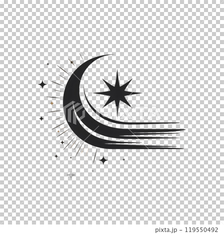 Black silhouette, tattoo of stars and wave on white background. Vector. Black silhouette, tattoo of stars and wave on white background. Vector. 119550492