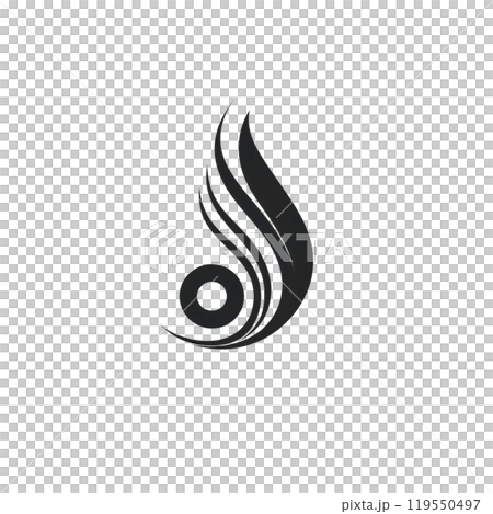 Black silhouette, tattoo of an abstract circle and lines on white background. Vector. Black silhouette, tattoo of an abstract circle and lines on white background. Vector. 119550497