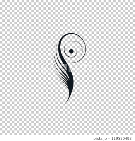Black silhouette, tattoo of an abstract circle and lines on white background. Vector. Black silhouette, tattoo of an abstract circle and lines on white background. Vector. 119550498