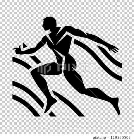 Black silhouette, tattoo of an athletic figure on white background. Vector. Black silhouette, tattoo of an athletic figure on white background. Vector. 119550505