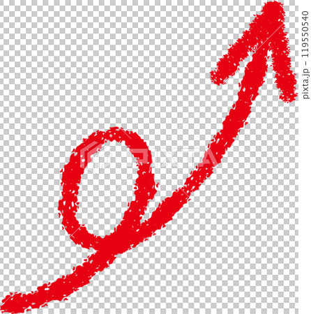 Red crayon style hand-drawn arrow illustration 14 119550540