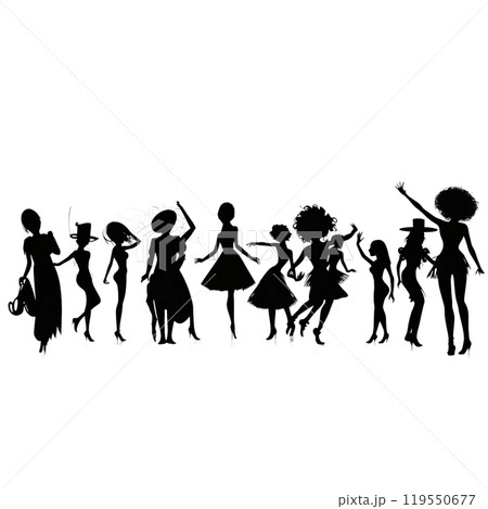 Black silhouette, tattoo of a dancing people on white isolated background. Vector. Black silhouette, tattoo of a dancing people on white isolated background. Vector. 119550677