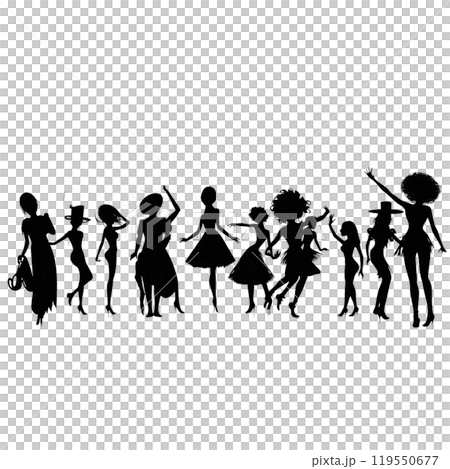 Black silhouette, tattoo of a dancing people on white isolated background. Vector. Black silhouette, tattoo of a dancing people on white isolated background. Vector. 119550677