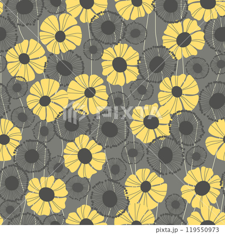 Seamless floral pattern based on traditional folk art ornaments. Colorful flowers on color background. Scandinavian style. Sweden nordic style. Vector illustration. Simple minimalistic pattern Seamless floral pattern based on traditional folk art ornaments. Colorful flowers on color background. Scandinavian style. Sweden nordic style. Vector illustration. Simple minimalistic pattern 119550973