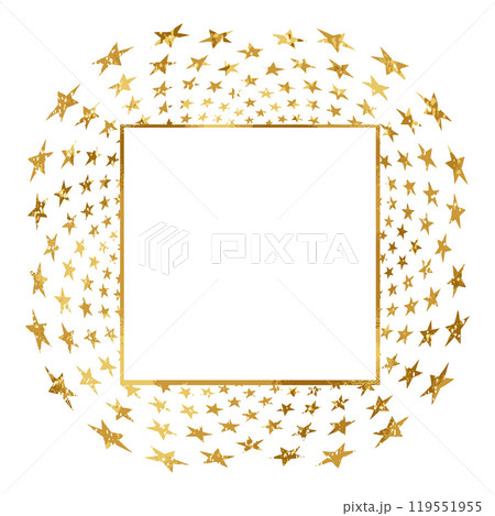Golden square frame with star for design of card or invite . Vector abstract background 119551955