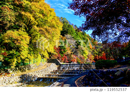 【岐阜】秋の下呂温泉　紅葉が鮮やかな雨情公園 119552537
