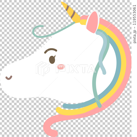 Cute white baby unicorn character 119553061