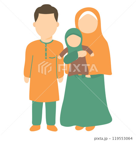 happy family muslim illustration 119553064