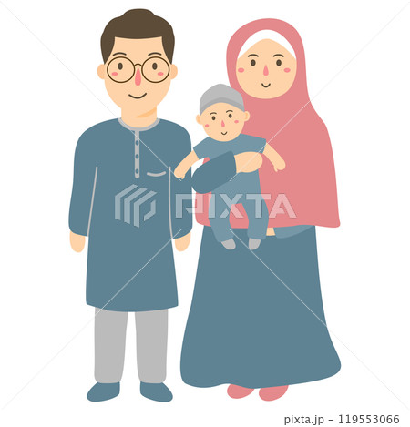 illustration of a family muslim 119553066