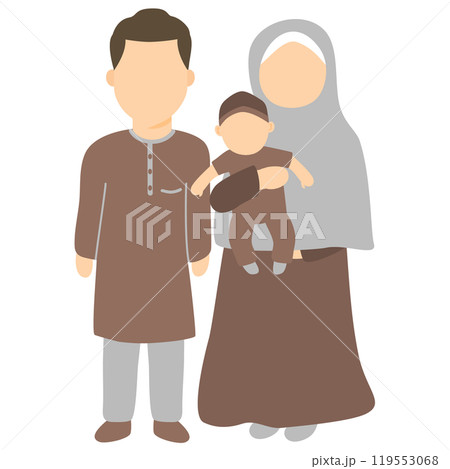 muslim family illustration 119553068