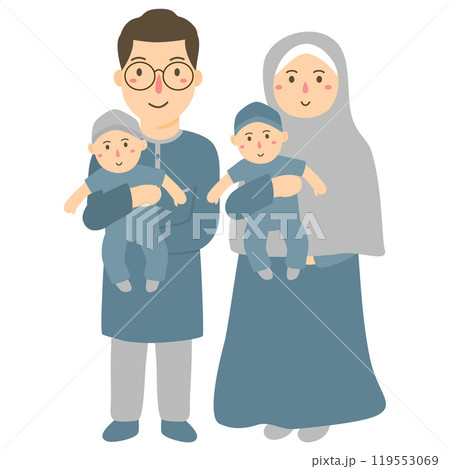 happy muslim family illustration 119553069
