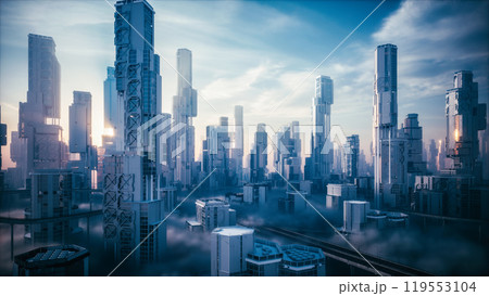 Futuristic sci fi city. High-tech city of the future 119553104